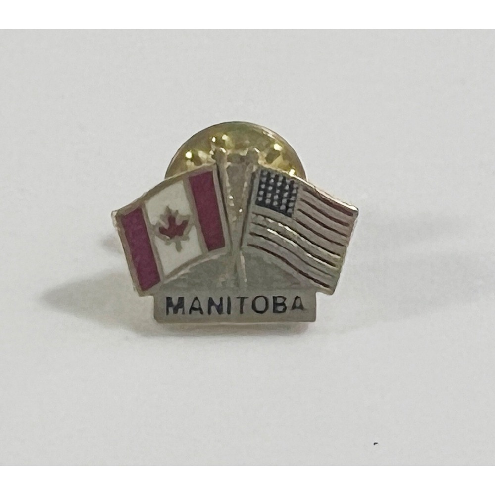 Canadian American Flag Manitoba Lapel Pin - Picture 1 of 3